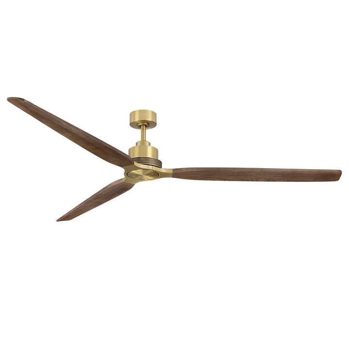 84" Mid Century Modern Natural Brass Solid Wood 6 Speed Extra Large Ceiling Fan No Light with Remote Control