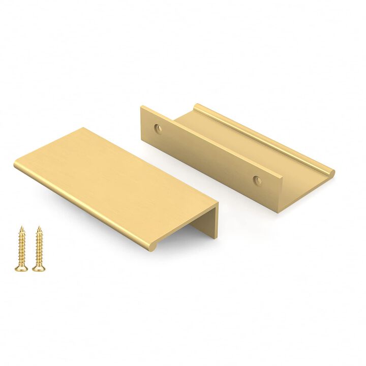 Peaha 10 Pack Kitchen Cabinet Handles 2-1/2 inch Matte Gold Pulls for Dresser Drawers Brushed Brass Door Edge Finger Pull Hardwa