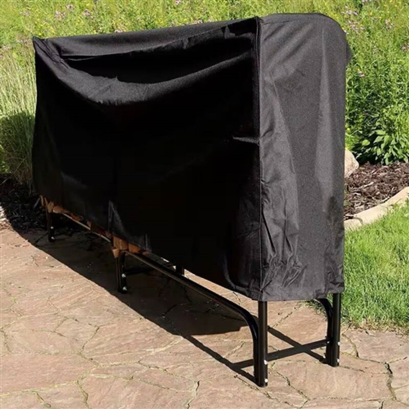 Durable Metal Firewood Rack with Protective Cover for Indoor/Outdoor Use
