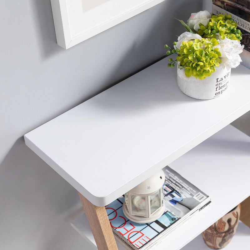 White & Weathered White Console Table with 2 Shelves