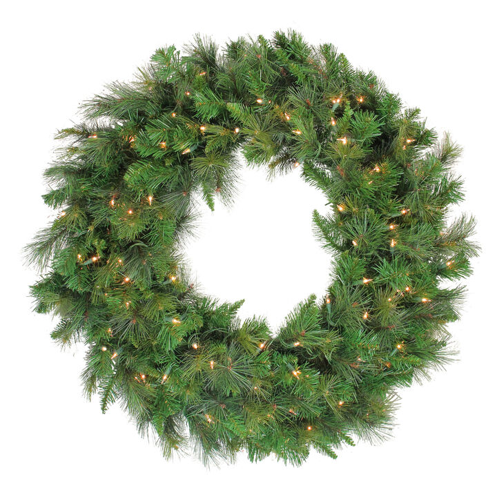 Mixed Canyon Pine Artificial Christmas Wreath - 24-Inch  Clear Lights