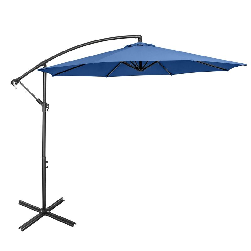 Mondawe 10 Feet Offset Umbrella with 8 Ribs Cantilever and Cross Base