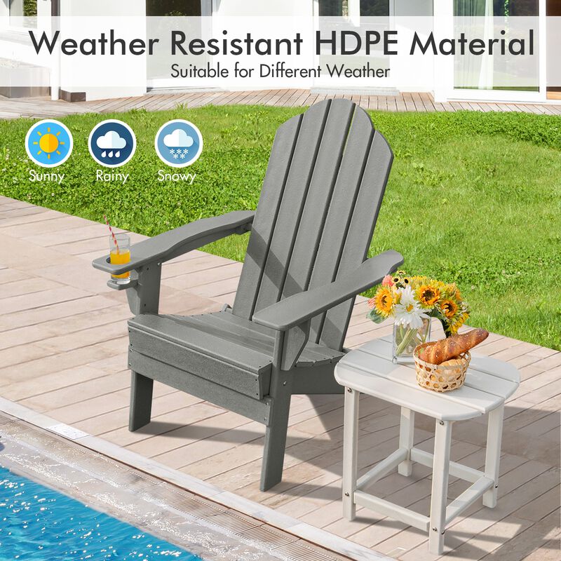 Hivvago Foldable Weather Resistant Patio Chair with Built-in Cup Holder image number 3