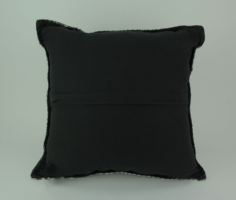 Charcoal Geometric Design Cotton Dhurrie Pillow 20 Inch image number 1