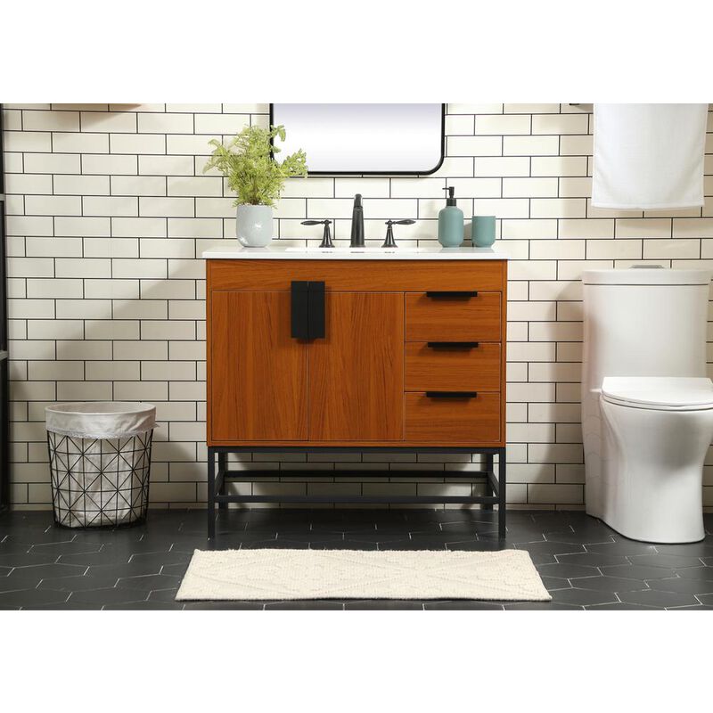 Elegant Kitchen and Bath 36 inch Single bathroom vanity in teak