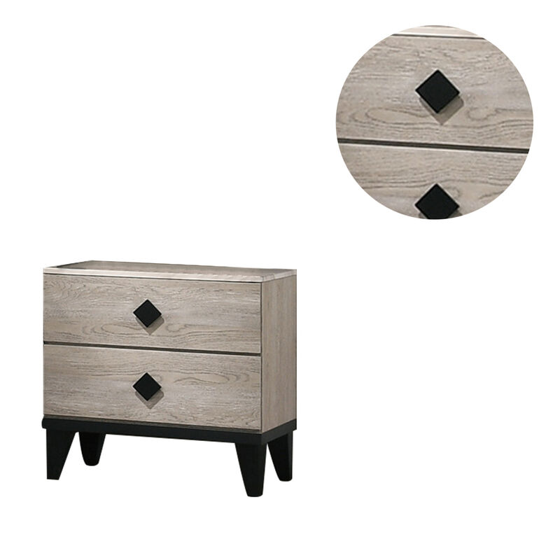 Streamdale Smithson Nightstand With 2 Drawers Storage In Cream Finish
