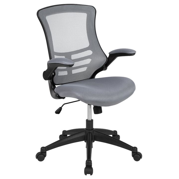 Kelista Mid-Back Red Mesh Swivel Ergonomic Task Office Chair with Flip-Up Arms