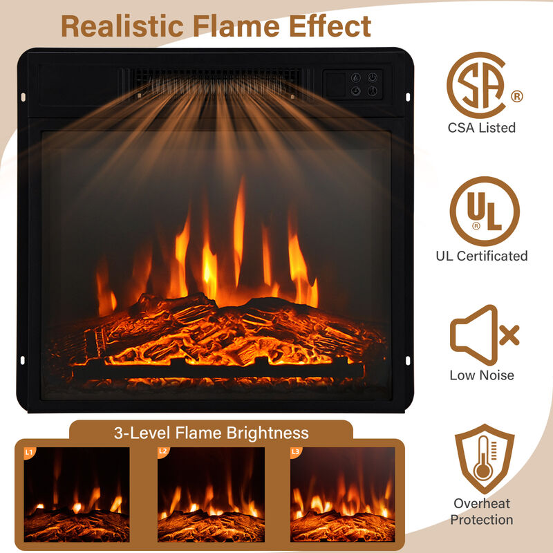 18-Inch 1400W Electric TV Stand Fireplace with Shelf for Cozy Living Rooms image number 5