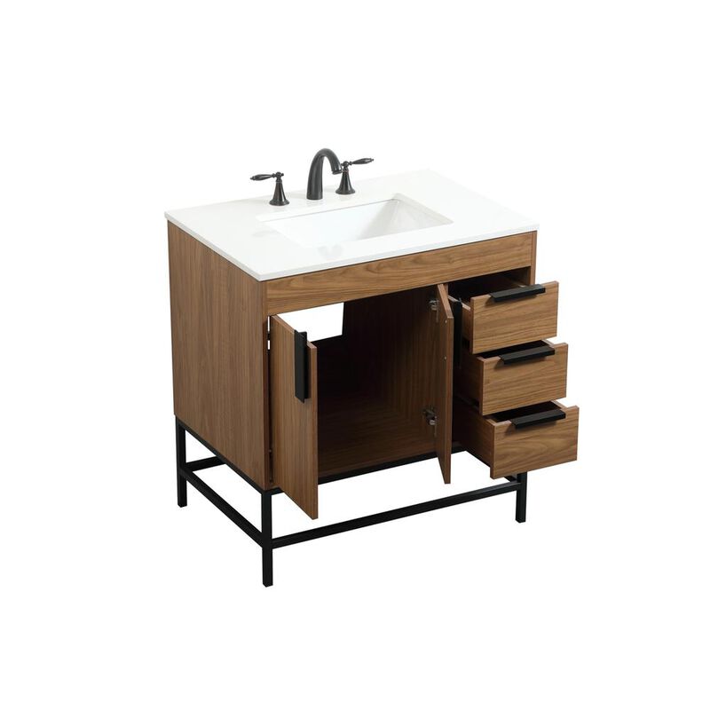 Elegant Kitchen and Bath 32 inch Single bathroom vanity in walnut brown