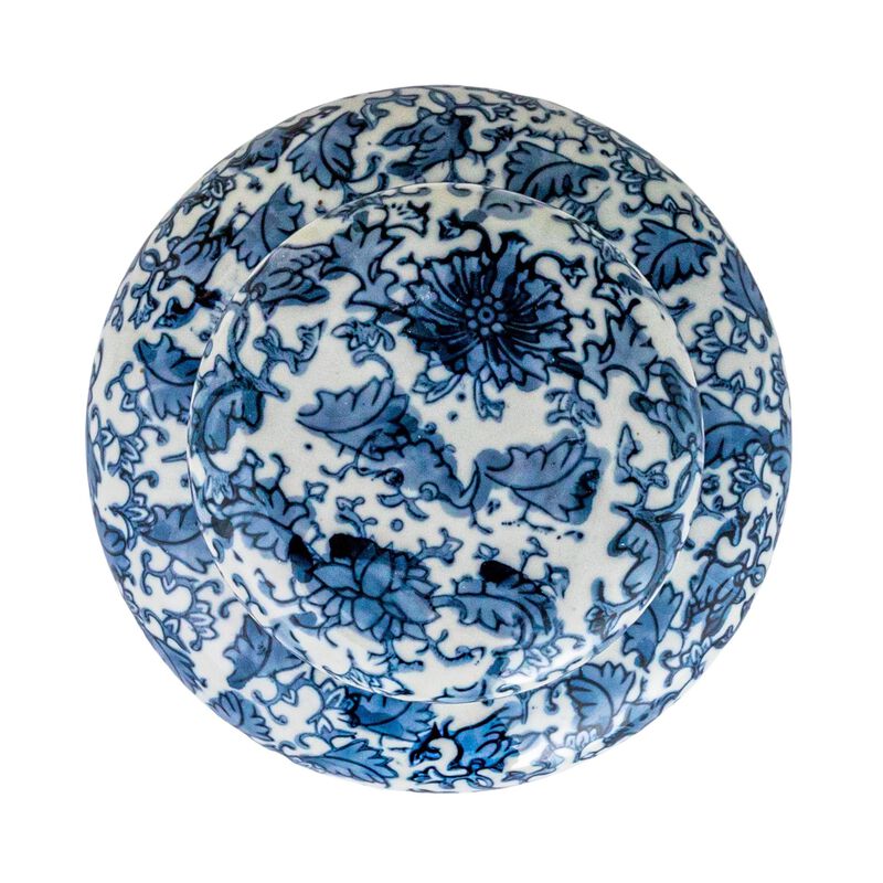 Medium Decorative Ceramic Ginger Jar with Lid, Blue and White Floral Pattern image number 5