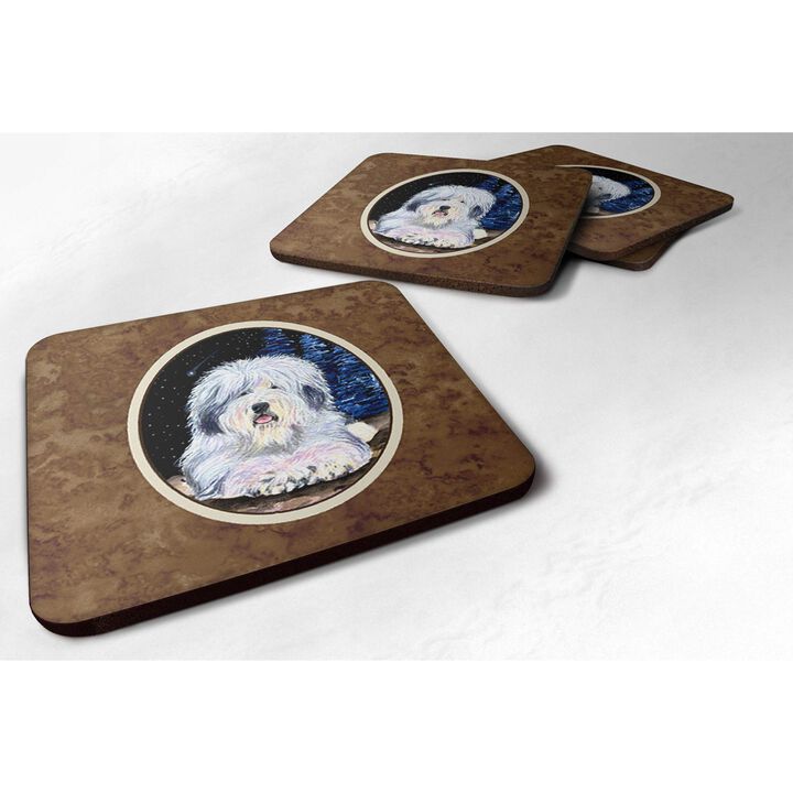 Caroline's Treasures SS8443FC Starry Night Old English Sheepdog Foam Coasters Set of 4 (Set of 4), 3.5 H x 3.5 W, Multicolor