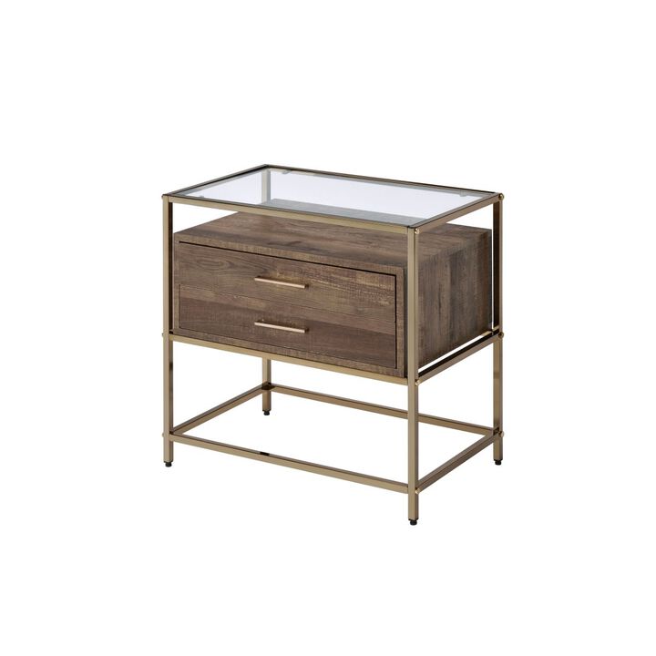 Knave Accent Table, Walnut Champagne Finish