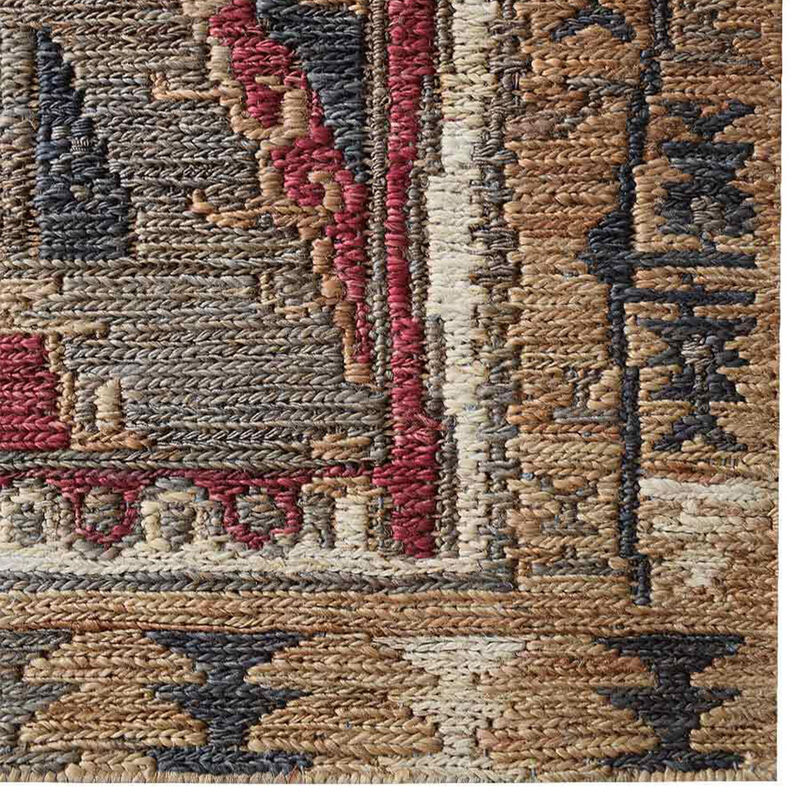 HAND KNOTTED SUMAK JUTE ECO-FRIENDLY Oriental AREA RUGS  - 5'x8', Rectangle Shape, Multicolor Color, Oriental, High Pile, Natural Fiber, Outdoor Indoor Handmade Area Rugs for Living Room (J00019)