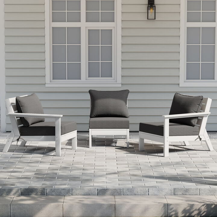 WestinTrends Outdoor Patio HDPE Sectional Sofa with Patio Cushions