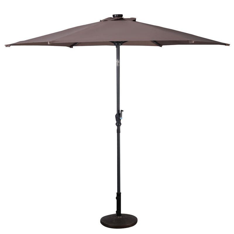 9FT Steel Patio Solar Umbrella LED Patio Market