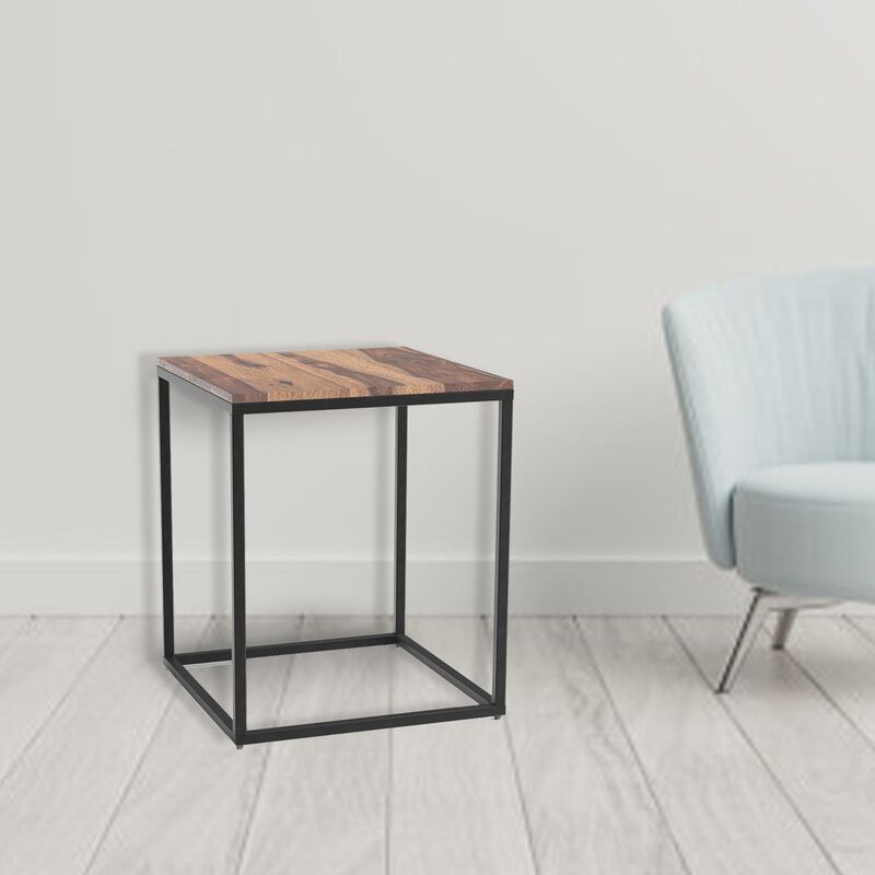 Homezia Squared Off Natural Wood End Or Side Table image number 2