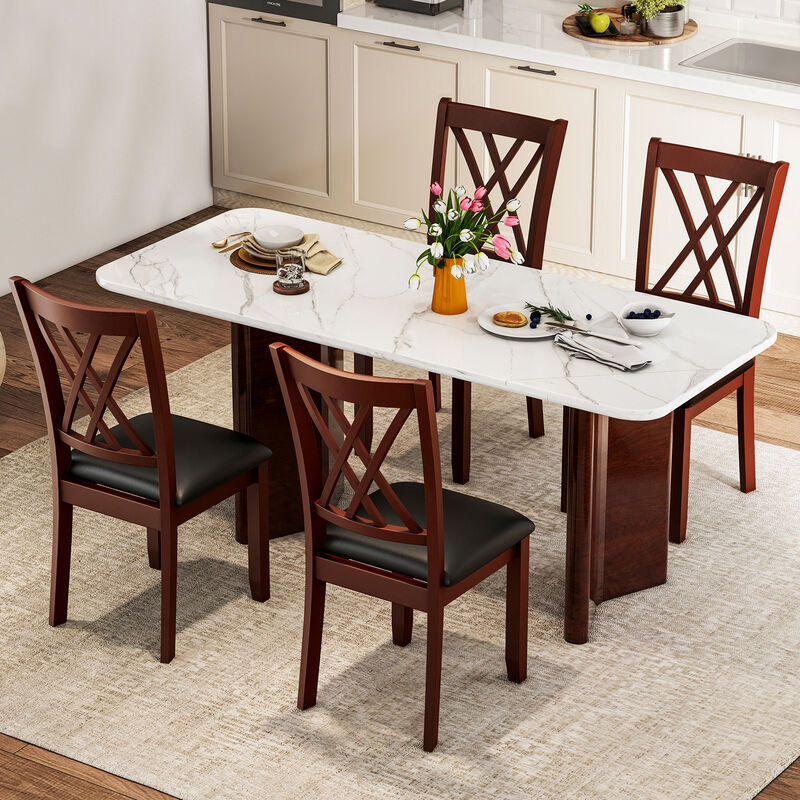 Set of 2 Dining Chair with Backrest and Padded Seat image number 1