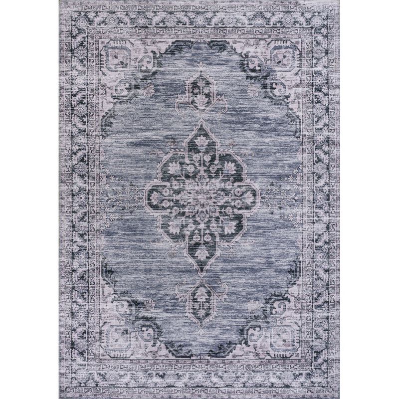 Wincer Chenille Cottage Medallion Machine-Washable Area Rug