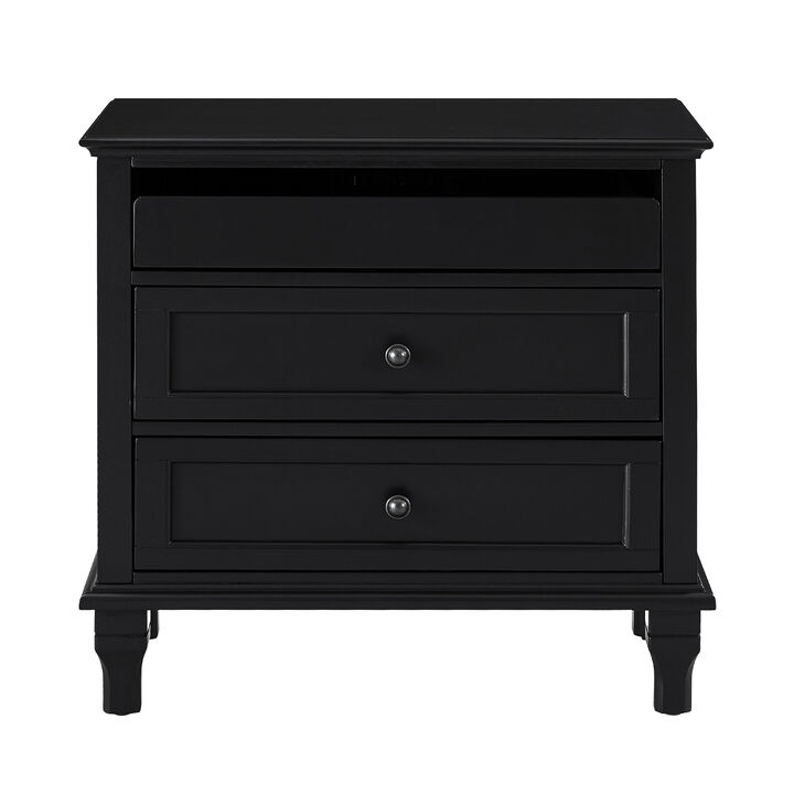 Fismem Built‑In Charging Station Farmhouse Nightstand