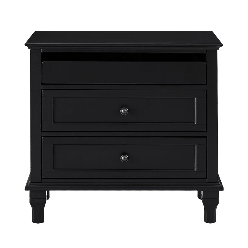 Fismem Built‑In Charging Station Farmhouse Nightstand image number 0