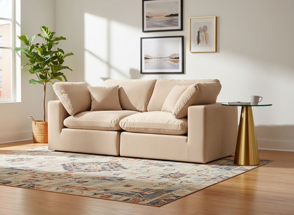 Meridian Furniture Comfy Beige Velvet Modular Sofa