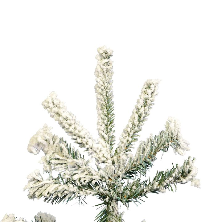 Vickerman 7.5' Flocked Sierra Fir Artificial Christmas Tree, Unlit - Lifelike Indoor Seasonal Home Decor - Maintenance Free Flocked Faux Christmas Tree