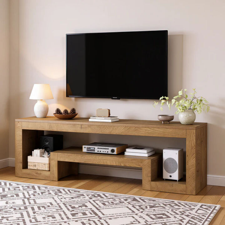 Entertainment Center TV Stand, Vintage Media Console for Living Room