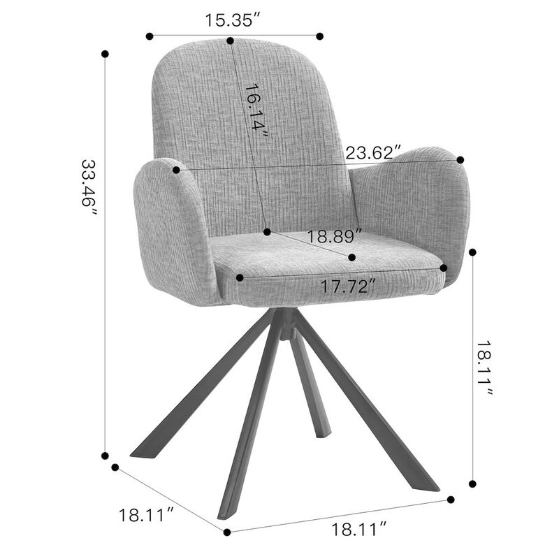 Glamour Home Beacher Pink Linen Fabric Dining Chair with Black Accent Iron Legs