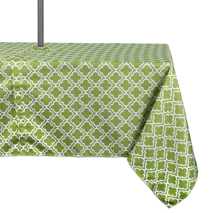 Green and White Lattice Rectangular Tablecloth with Zipper 60” x 84”