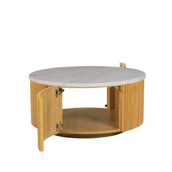 INK+IVY Round Coffee Table with Storage