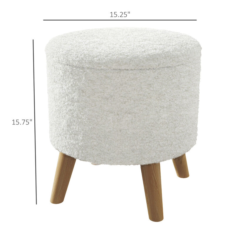 Round Storage Ottoman Stool, Comfortable Footrest and Multi-Functional Seat for Home