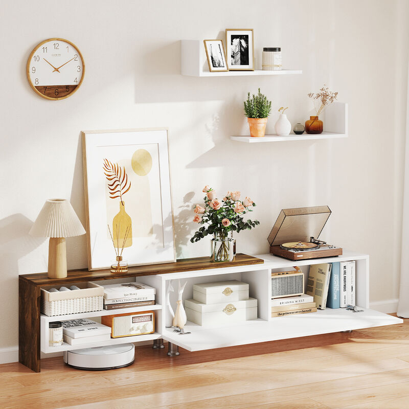 Spacious Farmhouse TV Stand Set with Cabinets for TVs up to 80 Inches