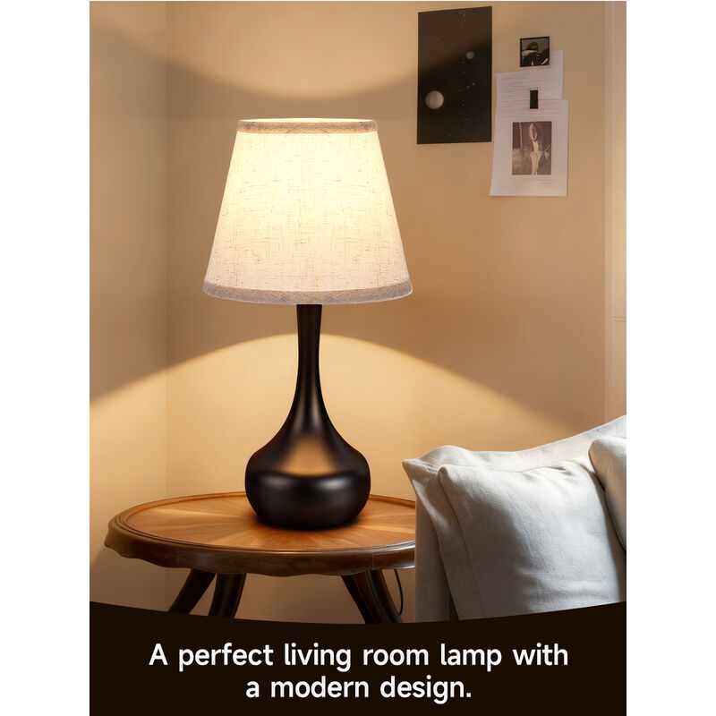 17.3 in. Table Lamp with Gray Linen Shade and Touch Control (Set of 2)