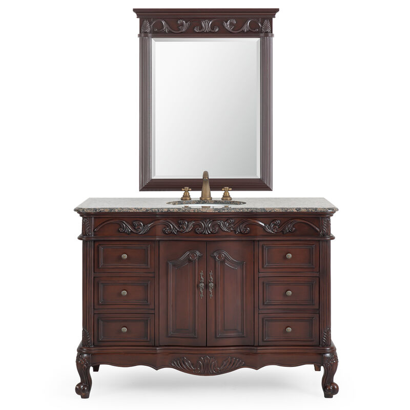 48 Inch Cherry Brown Traditional Style Single Sink Baltic Brown Countertop Beckham Bathroom Vanity image number 4