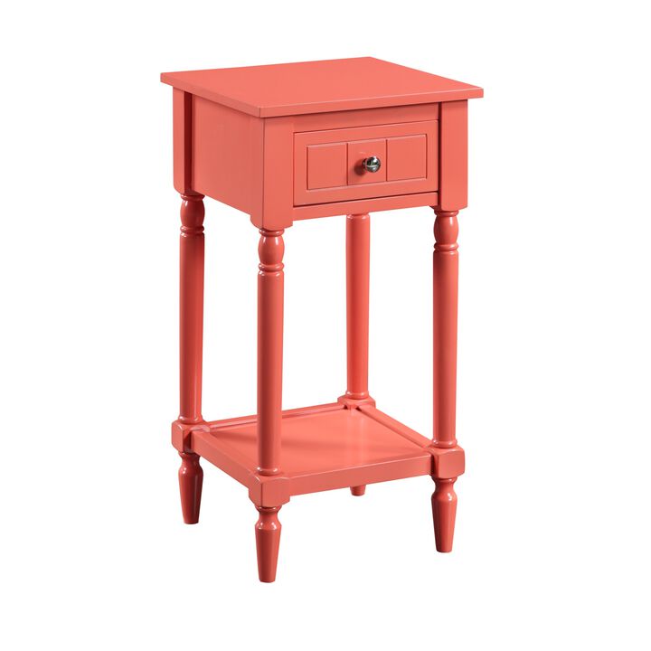 Convenience Concepts French Country Khloe 1 Drawer Accent Table with Shelf, Coral
