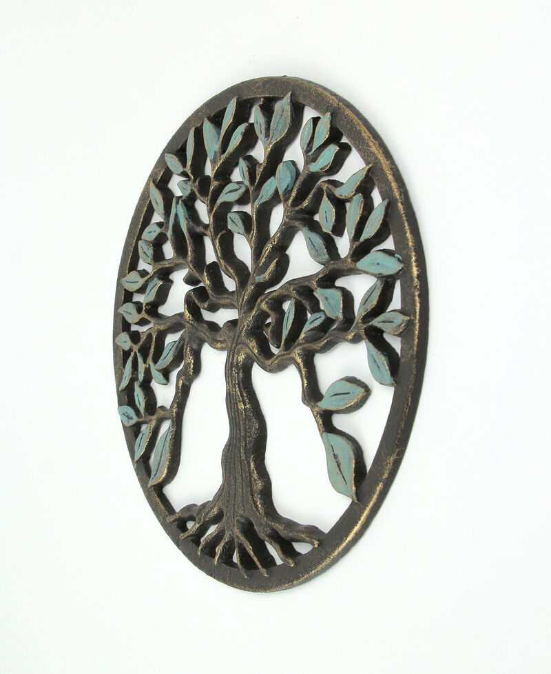 Bronze Finished Cast Iron Tree Of Life Wall Hanging 11.75 Inches In Diameter image number 2