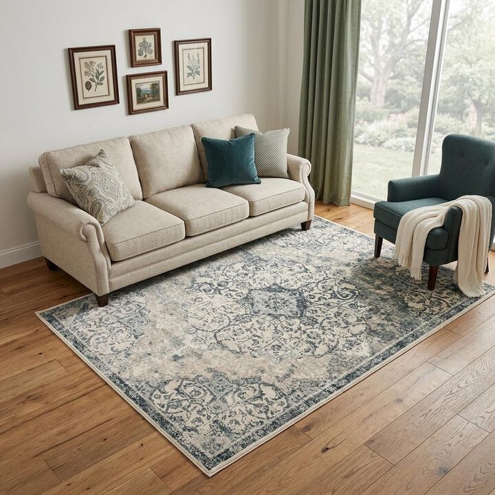HomeRoots Medallion Power Loom Area Rug
