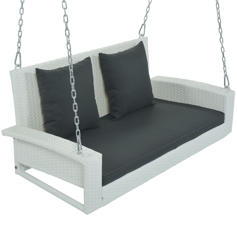 Merax 2-Person Wicker Hanging Porch Swing with Chains