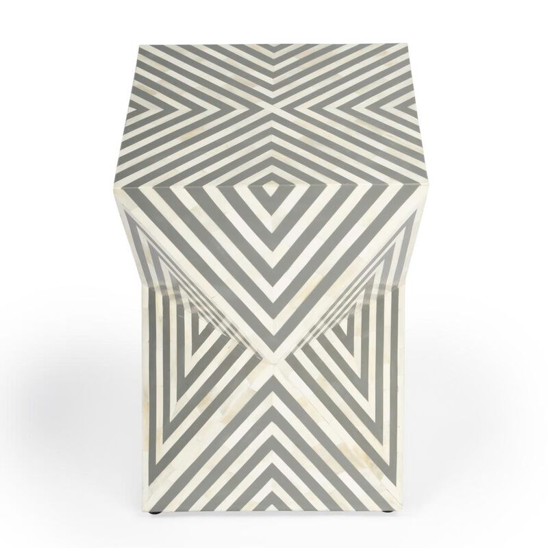 Butler Specialty Anais and Grey Bone Inlay Side Table, Gray and White image number 2