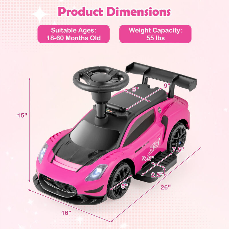6V Battery Powered Kids Ride-On Push Car with Foot Pedal and Music image number 2