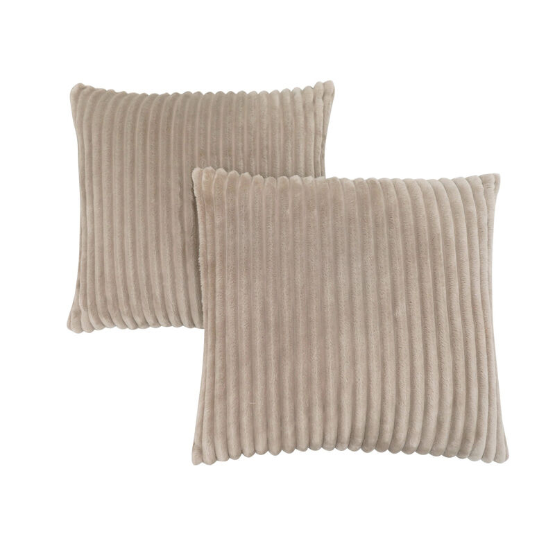 Monarch Specialties I 9355 Pillows, Set Of 2, 18 X 18 Square, Insert Included, Decorative Throw, Accent, Sofa, Couch, Bedroom, Polyester, Hypoallergenic, Beige, Modern