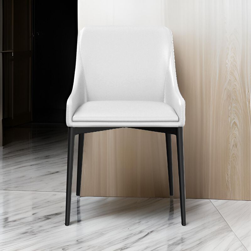 Zvi 21 Inch Cushioned Dining Chair, Set of 2, Sloped Arms, White, Black - Benzara image number 5