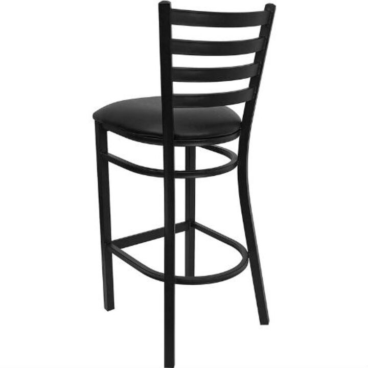 Hivvago Black Metal Ladder-Back Restaurant Style Bar Stool