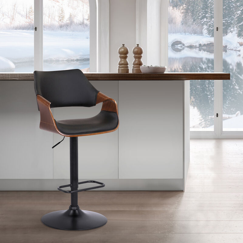 Aspen Adjustable Swivel Faux Leather and Wood Bar Stool image number 1