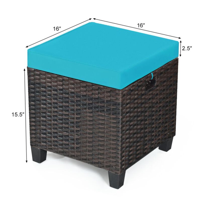 Hivvago 2 Pieces Patio Rattan Ottoman Set with Removable Cushions