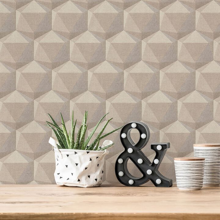 Fusion Geometric Motif Beige Wallpaper FS72022