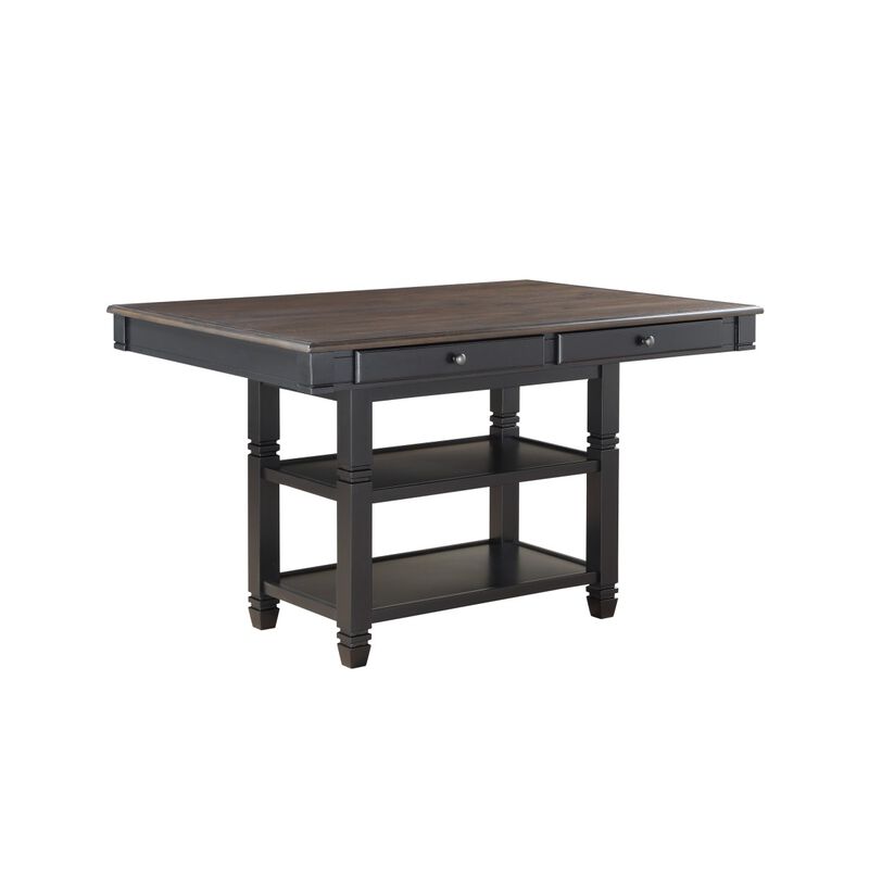 Transitional Style Counter Height Dining Set 5pc Table w Display Shelves Drawers and 4x Counter Height Chairs Black Finish Funiture image number 6
