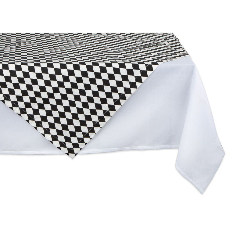 40" Black and White Harlequin Print Table Topper image number 1