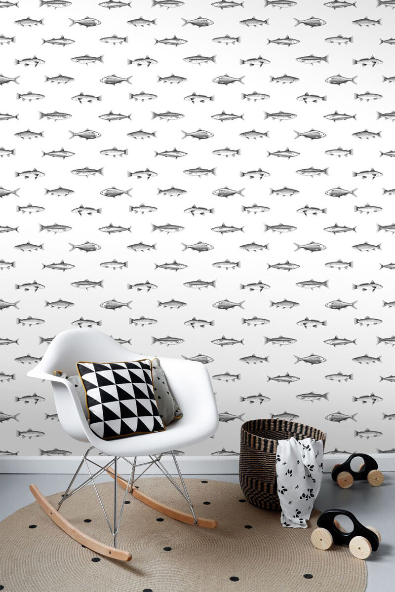 Fiyero Off White Fish Wallpaper (Set of 2) image number 2