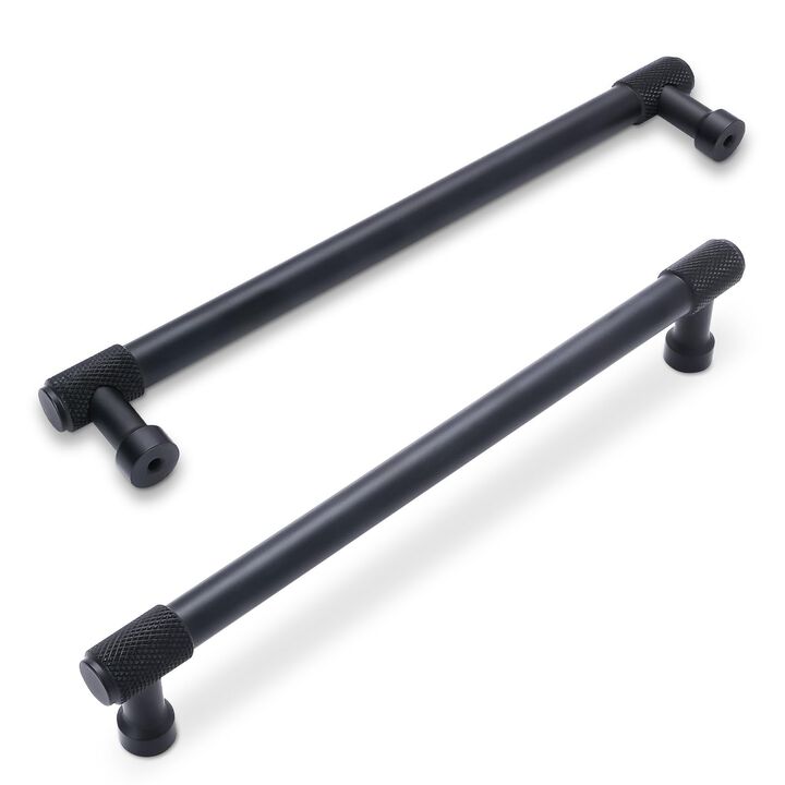BUKOBYHE 10 Pack 7.5Inch(192mm) Kitchen Cabinet Handles Matte Black Knurled Cabinet Pulls Black Drawer Pulls Kitchen Hardware Ki